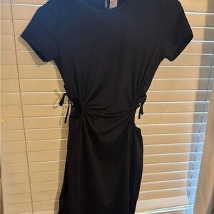 Divided Black Wrap Tie Front Mini Dress